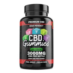 High Potency CBD Gummies – 100 Count | 3000mg CBD (Isolate, THC-Free)