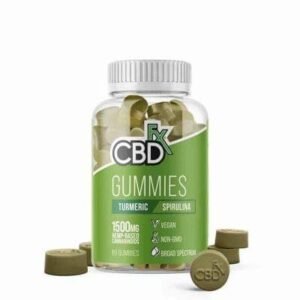 CBDfx Turmeric & Spirulina Vegan CBD Gummies – 1500mg CBD (60-Count Bottle)