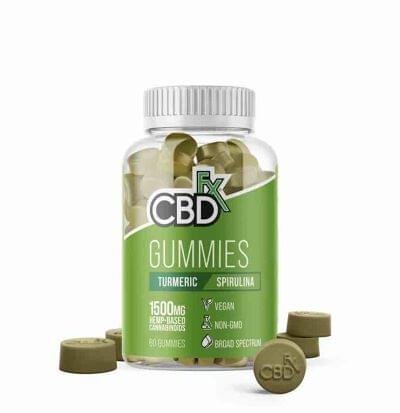 CBDfx Turmeric & Spirulina Vegan CBD Gummies – 1500mg CBD (60-Count Bottle)