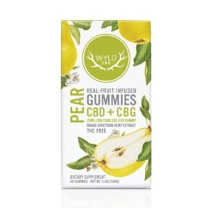 Wyld CBD Pear Gummies – 40 Count | 800mg CBD + 400mg CBG (Broad Spectrum, THC-Free)